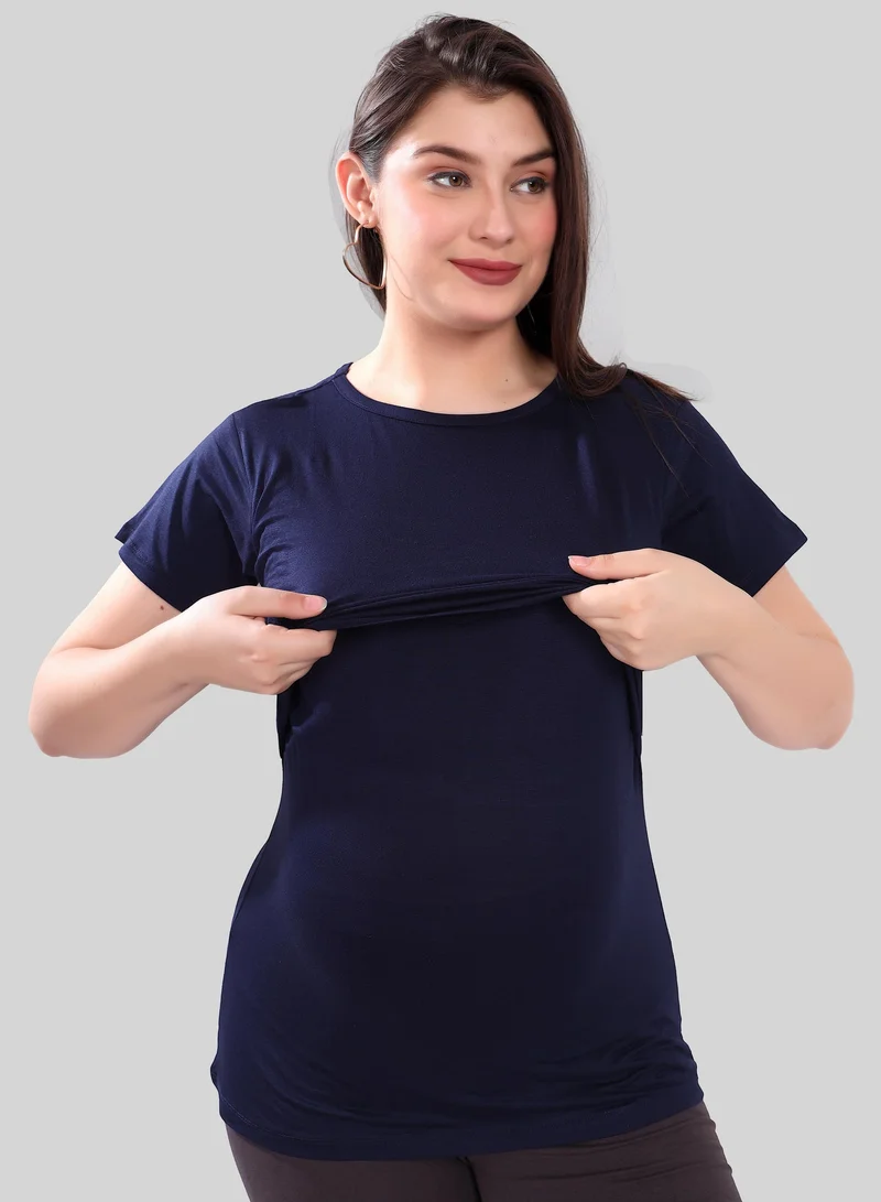 TUMMY Maternity & Nursing Pull On Top - Blue
